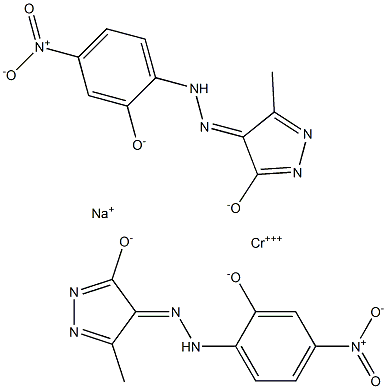 Chromate(1-), bis[2,4-dihydro-4-[(2-hydroxy- 4-nitrophenyl)azo]-5-methyl-3H-pyrazol-3-onato (2-)]-, sodium Structure