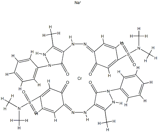 sodium bis[4-[(4,5-dihydro-3-methyl-5-oxo-1-phenyl-1H-pyrazol-4-yl)azo]-3-hydroxy-N,N-dimethylbenzene-1-sulphonamidato(2-)]chromate(1-) 化学構造式