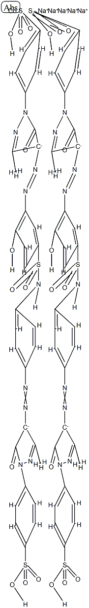 双[4-[4-[[4-[[[3-[[4,5-二氢-3-甲基-5-氧代-1-(4-磺酸基苯基)-1H-吡唑-4-基]偶氮]-4-羟基苯基]磺酰基]氨基]苯基]偶氮]-4,5-二氢-3-甲基-5-氧代-1H-1-吡唑基]苯磺酸根(4-)]合钴(III)酸五钠 结构式