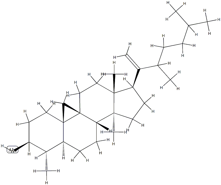 4α,14,22-Trimethyl-9,19-cyclo-5α-cholest-20-en-3β-ol,75222-75-2,结构式