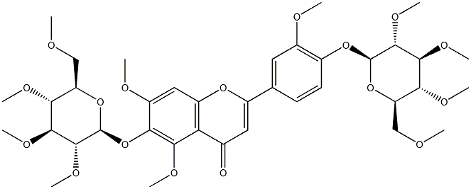 5,7-Dimethoxy-2-[3-methoxy-4-[(2-O,3-O,4-O,6-O-tetramethyl-β-D-glucopyranosyl)oxy]phenyl]-6-[(2-O,3-O,4-O,6-O-tetramethyl-β-D-glucopyranosyl)oxy]-4H-1-benzopyran-4-one Structure