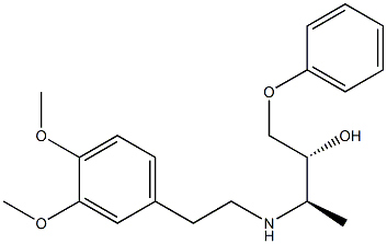 rac-(2R*,3R*)-3-[[2-(3,4-ジメトキシフェニル)エチル]アミノ]-1-フェノキシ-2-ブタノール 化学構造式