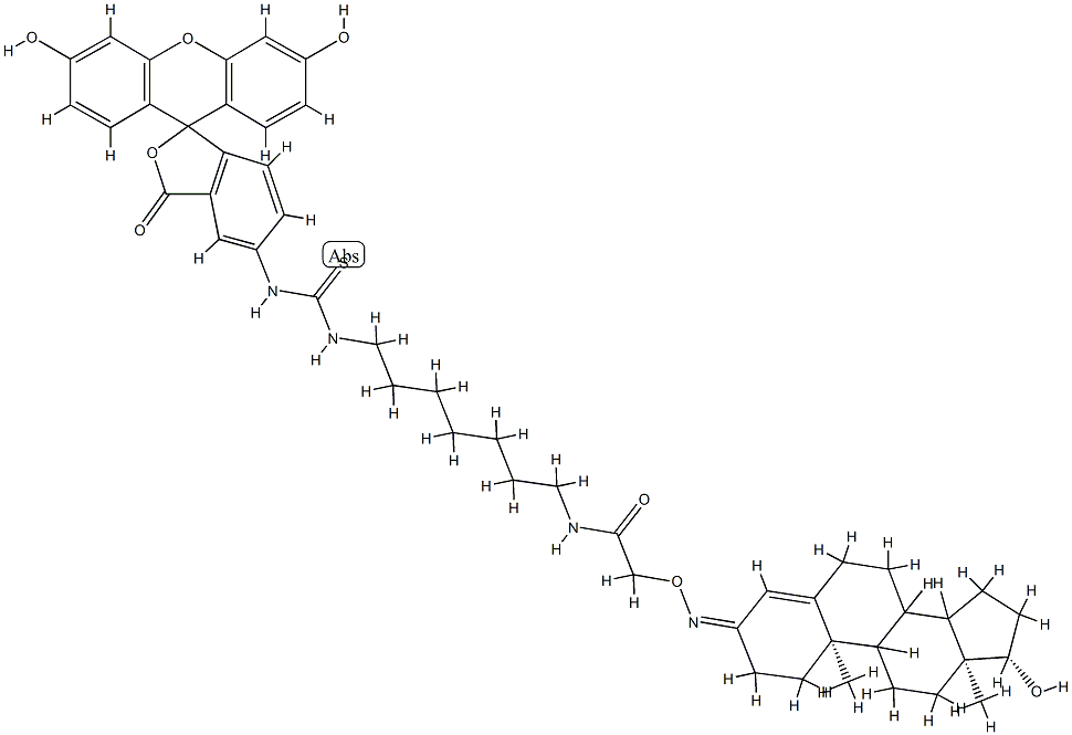 testosterone-DAH-fluorescein 化学構造式