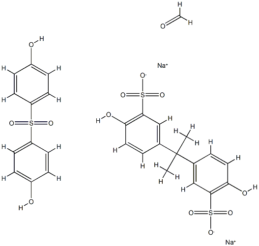 Benzenesulfonic acid, 3,3'-(1-methylethylidene)bis[6-hydroxy-, disodium salt, polymer with formaldehyde and 4,4'-sulfonylbis[phenol] Structure