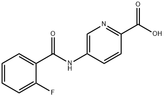5-(2-フルオロベンズアミド)ピリジン-2-カルボン酸 化学構造式