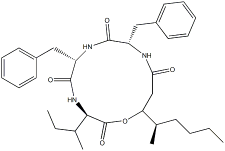 N-[N-[N-(3-Hydroxy-4-methyl-1-oxooctyl)-L-phenylalanyl]-L-phenylalanyl]-D-isoleucine λ-lactone,75947-00-1,结构式