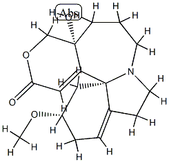 1,6-ジデヒドロ-12,17-ジヒドロ-12β-ヒドロキシ-3β-メトキシ-11a-ホモ-16(15H)-オキサエリトリナン-15-オン 化学構造式