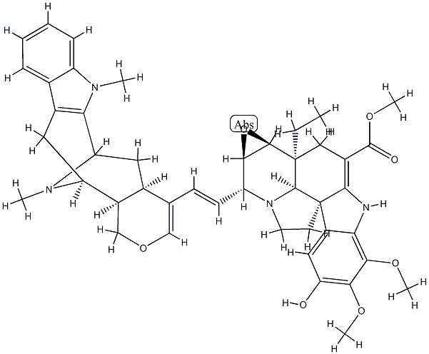 (5α,12S,19α)-2,3-Didehydro-8α-[(18E)-18,19-didehydroalstphyllan-18-yl]-6β,7β-epoxy-15-hydroxy-16,17-dimethoxyaspidospermidine-3-carboxylic acid methyl ester,76282-39-8,结构式