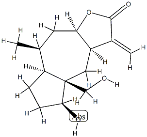 (3aR,7aα,9aα)-3a,4,4a,5,6,7,7a,8,9,9a-デカヒドロ-5β-ヒドロキシ-4aβ-ヒドロキシメチル-8β-メチル-3-メチレンアズレノ[6,5-b]フラン-2(3H)-オン 化学構造式