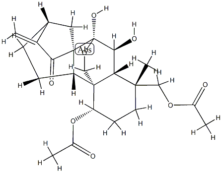(4R)-1α,18-ジアセトキシ-7α,20-エポキシ-6β,7-ジヒドロキシカウラ-16-エン-15-オン 化学構造式
