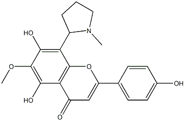 5,7-ジヒドロキシ-2-(4-ヒドロキシフェニル)-6-メトキシ-8-(1-メチル-2-ピロリジニル)-4H-1-ベンゾピラン-4-オン 化学構造式