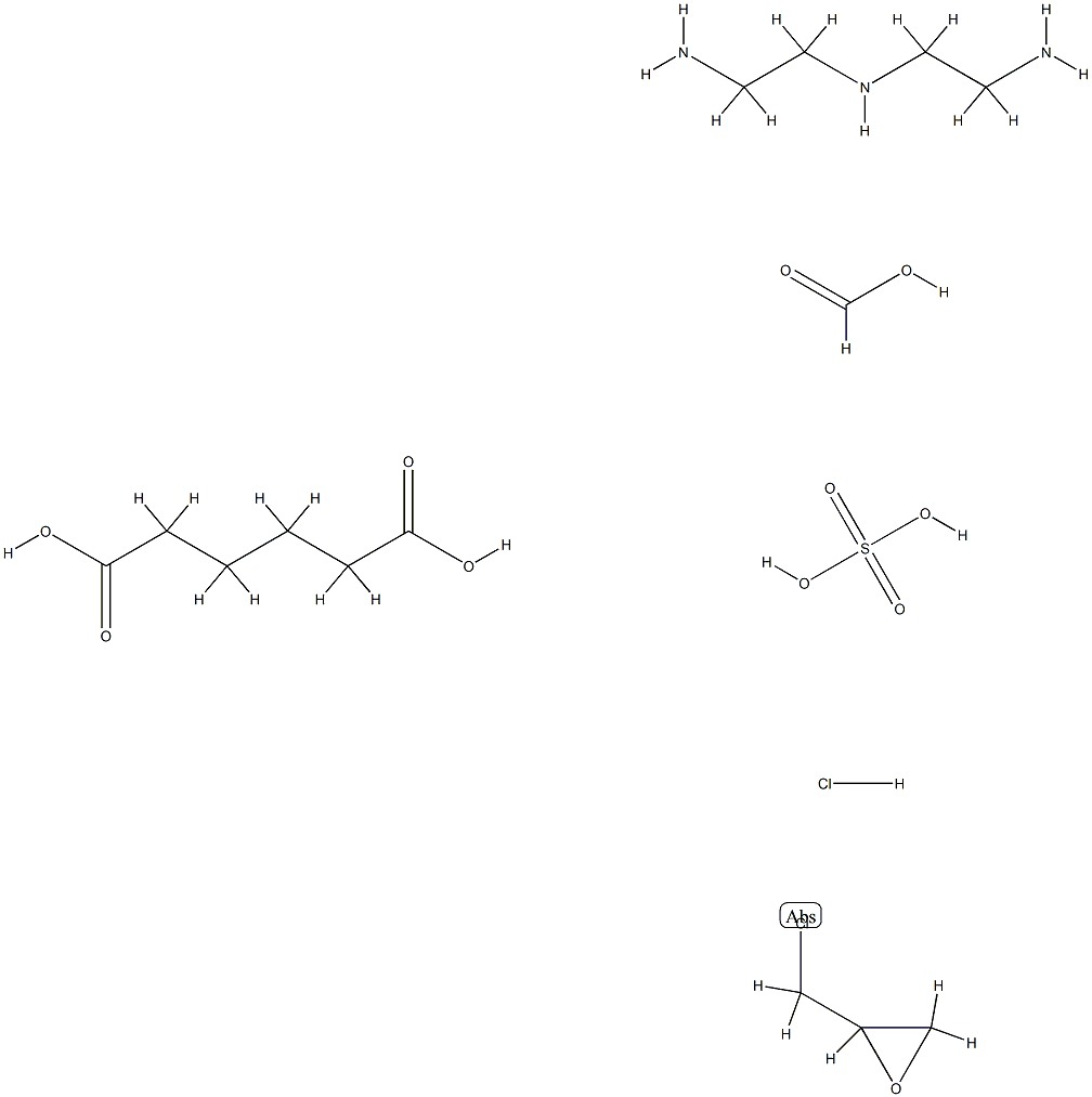 Hexanedioic acid, polymer with N-(2-aminoethyl)-1,2-ethanediamine and (chloromethyl)oxirane, formate hydrochloride sulfate 化学構造式