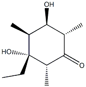 Cyclohexanone, 3-ethyl-3,5-dihydroxy-2,4,6-trimethyl-, (2R,3R,4S,5R,6S)-rel- (9CI) Struktur