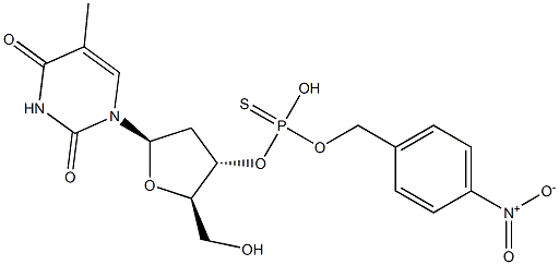thymidyl 3'-(4-nitrophenyl)phosphorothioate 化学構造式