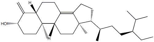 (24S)-4-メチレン-5α-スチグマスタ-8(14)-エン-3β-オール 化学構造式