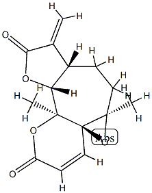 (4aR,5aR)-6,7,7aα,8,10aα,10b-Hexahydro-5a,10bβ-dimethyl-8-methylene-2H-furo[3',2':6,7]oxireno[2,3]cyclohepta[1,2-b]pyran-2,9(5aH)-dione,77026-67-6,结构式