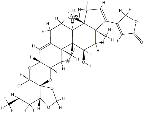 2α,3β-[[(3aR,4S,6R,7aR)-Tetrahydro-6-methyl-4H-1,3-dioxolo[4,5-c]pyran-3a,4-diyl]bis(oxy)]-11α,14α-dihydroxycarda-4,16,20(22)-trienolide Structure