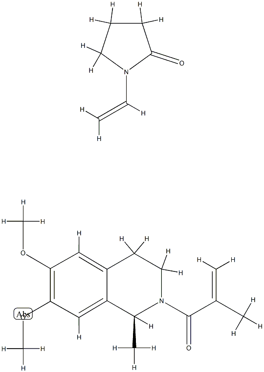 2-Pyrrolidinone, 1-ethenyl-, polymer with (S)-1,2,3,4-tetrahydro-6,7-d imethoxy-1-methyl-2-(2-methyl-1-oxo-2-propenyl)isoquinoline 结构式
