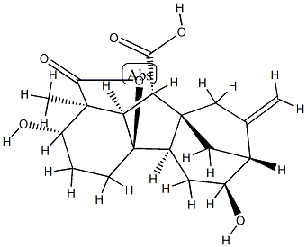 2β,4aα,6α-トリヒドロキシ-1β-メチル-8-メチレンギバン-1α,10β-ジカルボン酸1,4a-ラクトン 化学構造式