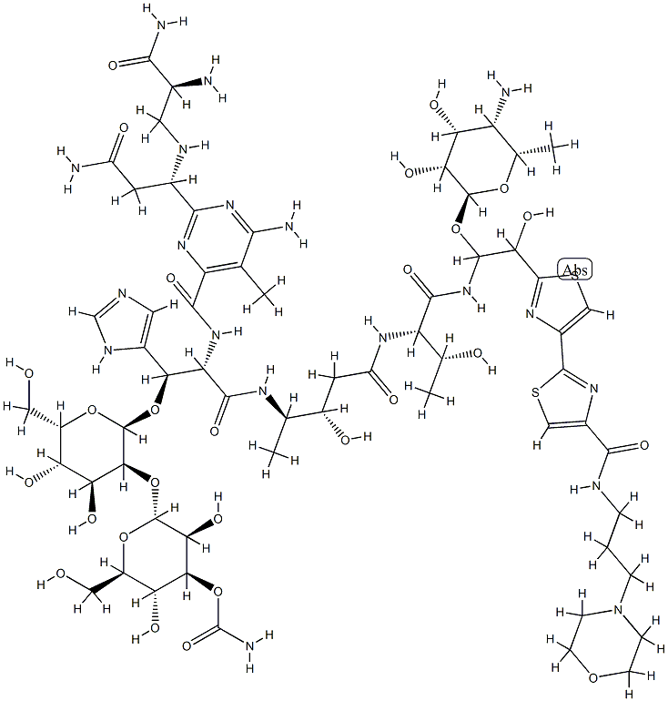 13-[(4-Amino-4,6-dideoxy-α-L-talopyranosyl)oxy]-19-demethyl-12-hydroxy-N1-[3-(morpholino)propyl]bleomycinamide,77368-76-4,结构式