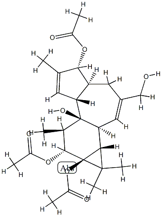 77508-64-6 (1aR)-1aα,1bβ,4,4aβ,5,7aα,7b,8,9,9a-Decahydro-3-hydroxymethyl-1,1,6,8α-tetramethyl-1H-cyclopropa[3,4]benz[1,2-e]azulene-5β,7bα,9β,9aα-tetrol 5,9,9a-triacetate