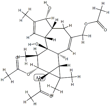 (1aR)-3-(Acetyloxymethyl)-1aα,1bβ,4,4aα,5,7aα,7b,8,9,9a-decahydro-1,1,6,8α-tetramethyl-1H-cyclopropa[3,4]benz[1,2-e]azulene-5β,7bα,9β,9aα-tetrol 9,9a-diacetate Struktur