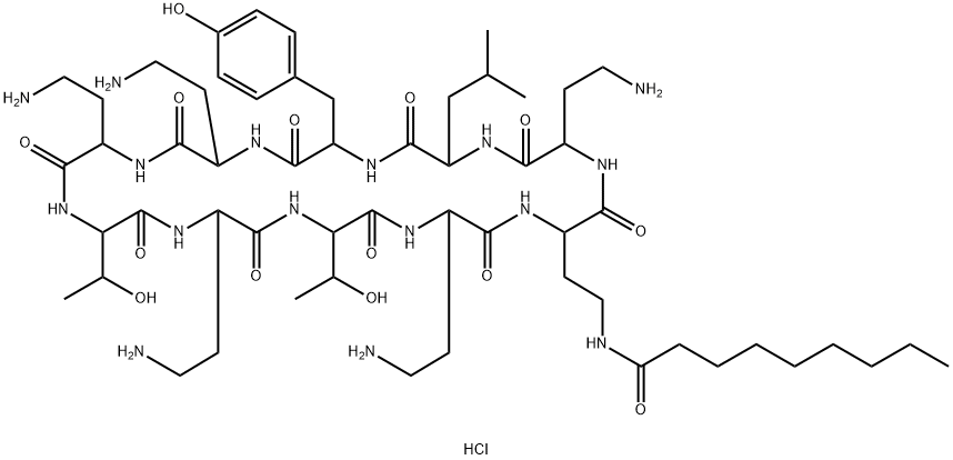 pelargonoyl cyclic decapeptide polymyxin M(1) Structure