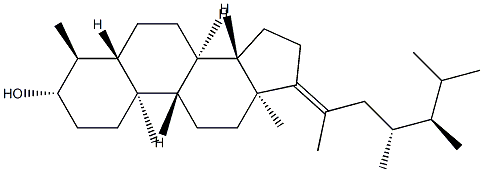 (17E,23R)-4α,23-ジメチル-5α-エルゴスタ-17(20)-エン-3β-オール 化学構造式