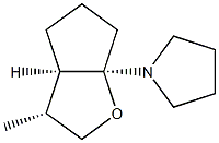 Pyrrolidine, 1-[(3R,3aR,6aR)-hexahydro-3-methyl-6aH-cyclopenta[b]furan-6a-yl]-, rel- (9CI) Struktur
