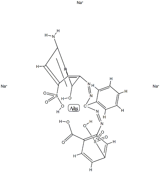 trisodium [2-[[alpha-[(3-amino-2-hydroxy-5-sulphophenyl)azo]benzyl]azo]-4-sulphobenzoato(5-)]cuprate(3-) Struktur
