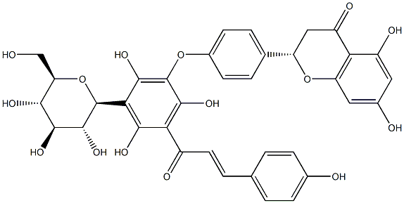 77782-91-3 (2S)-2-[4-[3-β-D-Glucopyranosyl-2,4,6-trihydroxy-5-[(E)-3-(4-hydroxyphenyl)-1-oxo-2-propenyl]phenoxy]phenyl]-2,3-dihydro-5,7-dihydroxy-4H-1-benzopyran-4-one