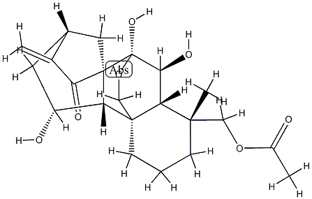 (4R)-18-Acetoxy-7α,20-epoxy-6β,7,11α-trihydroxykaur-16-en-15-one Structure