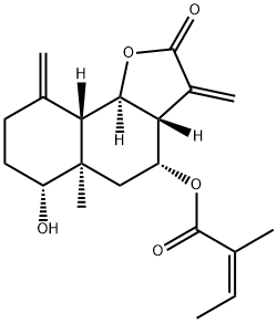 (Z)-2-Methyl-2-butenoic acid [(3aR,4R,9aS,9bR)-dodecahydro-6α-hydroxy-5aα-methyl-3,9-bis(methylene)-2-oxonaphtho[1,2-b]furan-4-yl] ester,78012-26-7,结构式