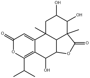1,2,3,3a,5a,6,10b,10c-Octahydro-2,3,6-trihydroxy-3a,10b-dimethyl-7-isopropyl-4H,9H-furo[2',3',4':4,5]naphtho[2,1-c]pyran-4,9-dione Struktur