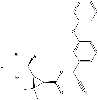 (1R,3S)-2,2-ジメチル-3-(1,2,2,2-テトラブロモエチル)シクロプロパンカルボン酸(S)-α-シアノ-3-フェノキシベンジル 化学構造式