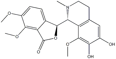 l-alpha-methyl-8-methoxy-6,7-dihydroxy-1-(6,7-dimethoxy-3-phthalidyl)-1,2,3,4-tetrahydroisoquinoline Struktur
