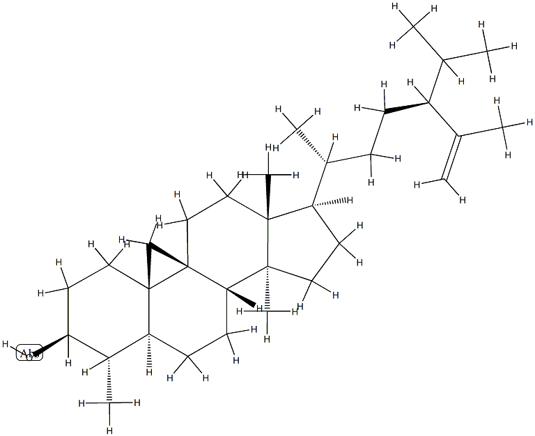 4α,14α,28-Trimethyl-9β,19-cyclo-5α-stigmast-25-en-3β-ol Struktur
