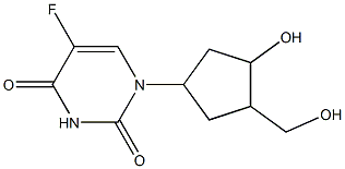 (1-a,3-&beta:,4-a)-5-FLUORO-1-(3-HYDROXY-4-(HYDROXYMETHYL)CYCLOPENTYL)-2,4(1H,3H)-PYRIMIDINEDIONE, (+&minus:)			 化学構造式