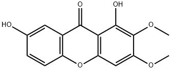 1,7-ジヒドロキシ-2,3-ジメトキシキサントン 化学構造式