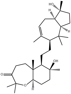 (5aR,9aα)-4,5,5a,6,7,8,9,9a-Octahydro-7β-hydroxy-2,2,5aβ,7α-tetramethyl-6β-[2-[(1R,3aR,5S,8aR)-1,2,3,3a,4,5,8,8a-octahydro-1-hydroxy-1,4,4,6-tetramethylazulen-5-yl]ethyl]-1-benzoxepin-3(2H)-one Struktur