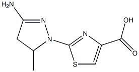 4-Thiazolecarboxylicacid,2-(3-amino-4,5-dihydro-5-methyl-1H-pyrazol-1-yl)-(9CI) Structure