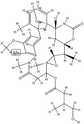 Maytansine, O3-de2-(acetylmethylamino)-1-oxopropyl-O3-(4-hydroxy-3-methyl-1-oxobutyl)- 结构式