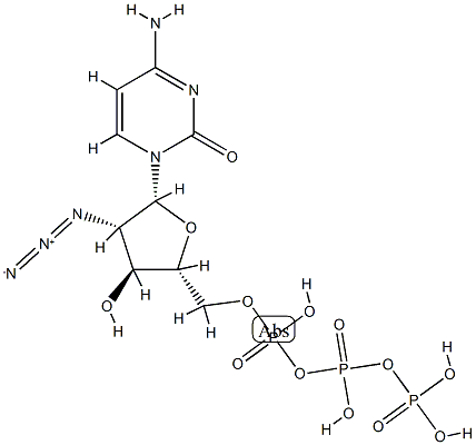 2(1H)-Pyrimidinone, 4-amino-1-(2-azido-2-deoxy-5-O-(hydroxy((hydroxy(p hosphonooxy)phosphinyl)oxy)phosphinyl)-beta-D-arabinofuranosyl)- Struktur