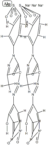二[4-[4,5-二氢-4-[(2-羟基-5-硝基苯基)偶氮]-3-甲基-5-氧代-1H-1基-吡唑基]苯磺酸根合钴(III)]酸三钠 } 结构式