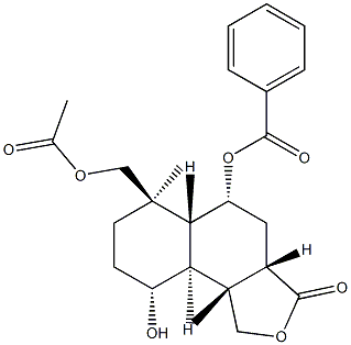 (3aS,5aS,9bS)-ドデカヒドロ-6α-(アセトキシメチル)-5β-(ベンゾイルオキシ)-9β-ヒドロキシ-6,9aβ-ジメチルナフト[1,2-c]フラン-3-オン 化学構造式