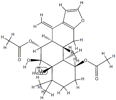 (1S)-1,3,4,5,6,6aα,7,11,11aβ,11b-Decahydro-4,4,11bα-trimethyl-7-methylenephenanthro[3,2-b]furan-1β,4aβ,5β,6α(2H)-tetrol 1,6-diacetate Struktur