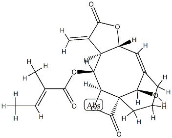 (E)-2-Methyl-2-butenoic acid [(2aS,12R)-4,5,7aα,9,10,10aβ,11,11aβ-octahydro-12-hydroxy-10-methylene-2,9-dioxo-3H-2a,6-methano-2H-oxete[2',3':4,5]cyclodeca[1,2-b]furan-11α-yl] ester Structure