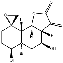 (3aR,9S,9aS,9bS)-Decahydro-4β,6β-dihydroxy-5aα-methyl-3-methylenespiro[naphtho[1,2-b]furan-9(9aH),2'-oxirane]-2-one Structure