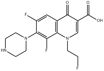6,8-ジフルオロ-1-(2-フルオロエチル)-1,4-ジヒドロ-4-オキソ-7-(ピペラジン-1-イル)キノリン-3-カルボン酸 化学構造式