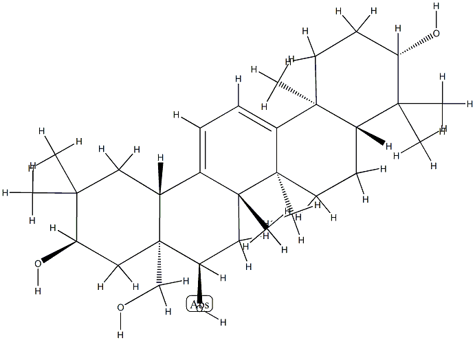 (18α)-Oleana-9(11),12-diene-3β,16α,21α,28-tetrol,79786-10-0,结构式